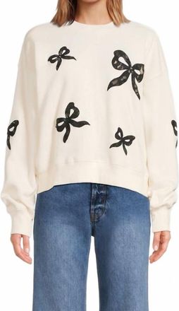 LoveShackFancy Linetta Pullover Sweatshirt In Cream