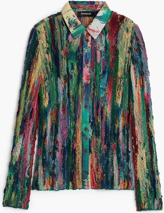 Desigual Camicia nera con stampa multicolore