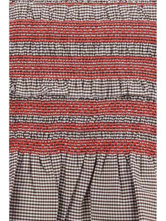 Ganni Womens Top With Ruching And Side Ties, Chicory Coffee Cotton Tops