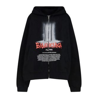 Balenciaga The Door Oversized Zip-up Hoodie - male - Balenciaga - Zip-throughs - Black - M - Sweatshirts & Hoodies