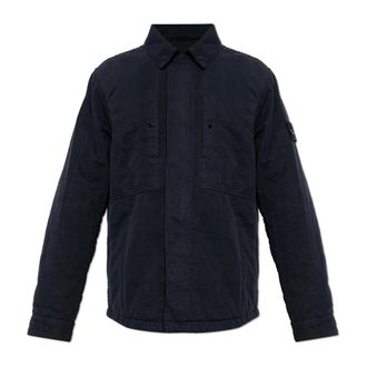Stone Island Light Jackets, male, Blue, Size: 2XL Insulated jacket with logo patch
