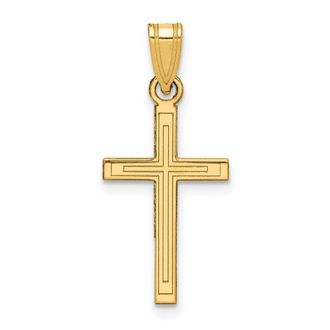 Diamond2Deal 14k Yellow Gold Solid Laser Etched Cross Pendant