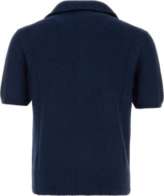 Dolce & Gabbana Mens Cotton-Blend Polo Shirt Navy Nylon