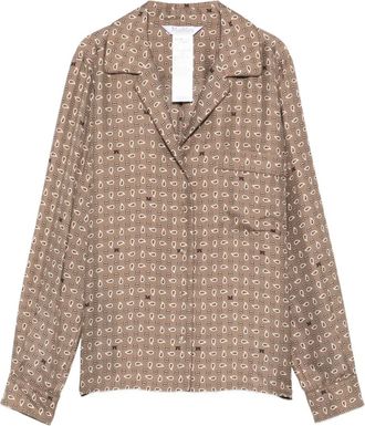 Max Mara buttoned patterned top - women - Silk - 38 - Brown