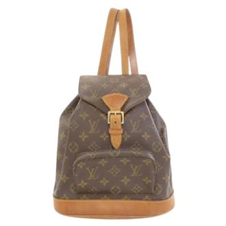 Louis Vuitton Pre-owned Montsouris MM Rugzak - Dames - Vintage Rugzakken - Bruin - ONE Size - Leer - Vintage