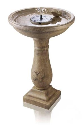PRIMROSE Butterfly Brook Solar Bird Bath Water Feature with Lights 84cm in White