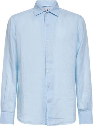 MC2 Saint Barth Shirts - Heren - Casual Overhemden - Blauw - M - Linnen - Overhemden