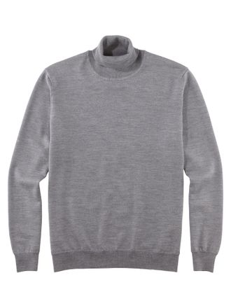 Olymp Rollkragenpullover OLYMP OLYMP Strick Casual, Herren, Gr. 4XL, grau (silbergrau), Strick, Obermaterial: 100% Schurwolle, regular fit, Strickb&uuml;ndchen, 
