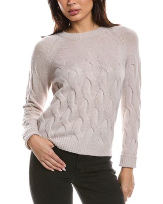 Fort&eacute; Cashmere Wandering Cable Crewneck Cashmere Sweater