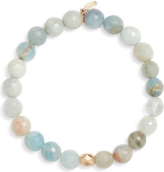 Anzie Boheme Faceted Aquamarine Beaded Stretch Bracelet in Blue at Nordstrom, Size One Size Oz