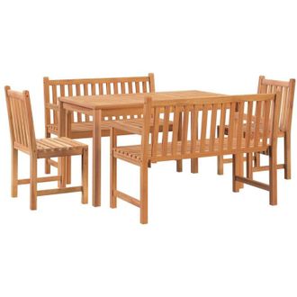 vidaXL Juego De Comedor Para Jard&iacute;n 5 Piezas Madera Maciza De Teca Vidaxl