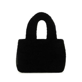Amina Muaddi Black Shearling Amini Giuly Handbag Blasilha Borse A Mano