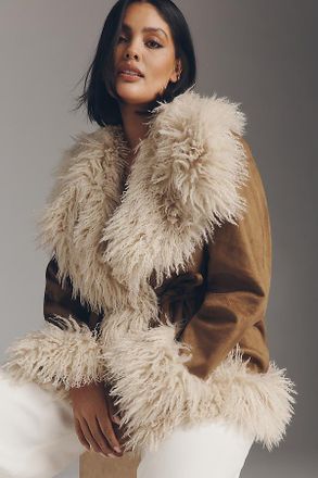 Maeve Belted Faux Fur Coat Jacket