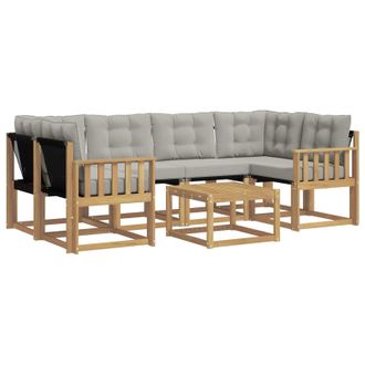 vidaXL Conjunto De Sof&aacute;s De Exterior 7 Pcs Blanco Y Gris Claro Vidaxl