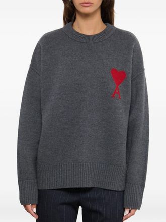 Ami Intarsia Ami de Coeur Sweater - Charcoal