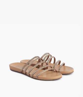 Pedro Garcia Strappy slide sandal in golg silk satin | Gala | Essentials collection | PEDRO GARCIA