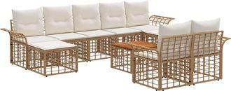 vidaXL Conjunto De Sof&aacute;s De Exterior 10 Uds. 9 Plaza Natural Y Crema Vidaxl