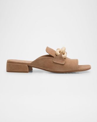 Pedro Garcia Enna Suede Chain Loafer Mules