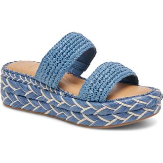 Dolce Vita Corla Braided Platform Slide Sandal in Blue Raffia at Nordstrom Rack, Size 9.5