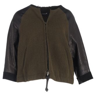 Isabel Marant Zipped Jacket in Olive and Black Wool and Leather