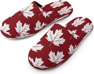 Generic Canada Maple Canadian Flag Mens Cozy Memory Foam Slippers Warm Cotton House Shoes Comfy Slipper for Indoor Outdoor