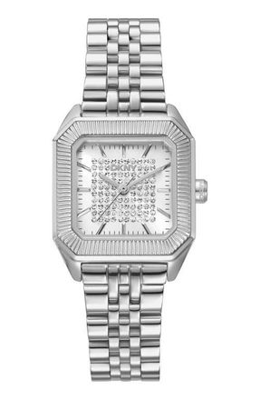 DKNY Signature Shape Tank Bracelet Watch, 27mm x 34mm in White/Silver at Nordstrom