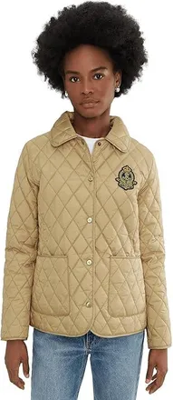Lauren Ralph Lauren Single Breasted Quilt W Crest Womens Jacket Birch Tan : LG, Polyester