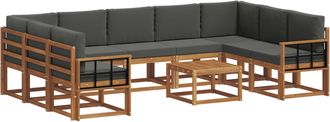 vidaXL Conjunto De Sof&aacute;s De Exterior 10 Uds. Natural Y Antracita Vidaxl