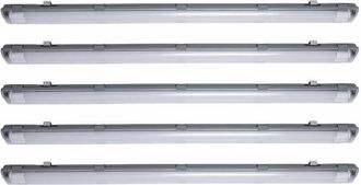 ETC Shop Set di 5 lampade da vasca a led da 44 watt Tubi IP65 per riporre le luci a soffitto per ambienti umidi e umidi