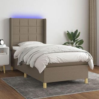 vidaXL Cama Box Spring Colch&oacute;n Y Luces Led Gris Taupe 80x200 Cm Vidaxl