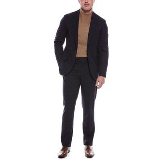 Brunello Cucinelli Navy Checkered Tailored Blazer, Brand Size 50 (US Size 40)