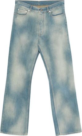 Off-white Blue Straight Mid Rise Jeans
