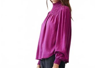 Bella Dahl Long Sleeve Smocked Blouse In Fuchsia