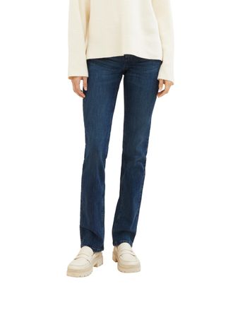 Tom Tailor Straight-Jeans TOM TAILOR Alexa Straight, Damen, Gr. 27, L&auml;nge 34, blau (schwarz stone wash denim), Denim/Jeans, Obermaterial: 98% Baumwolle, 2% Elast