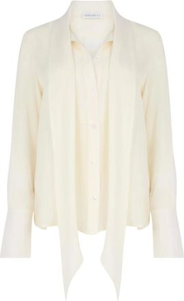Nina Ricci Overhemden, Dames, Beige, M, Satijn, Lavalliere Satin Shirt
