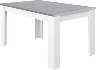 HOGAR 24 Mesa de comedor 90x140 cm, Extenisble a 190 cm, Color Gris Cemento y Blanco Artik