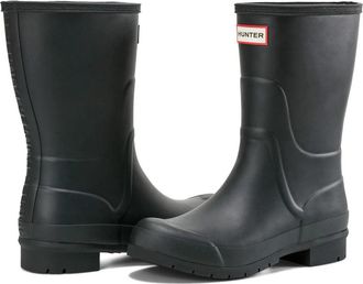 Hunter Liberty Rain Boots Black Round Toe Pull On Waterproof HAWK053
