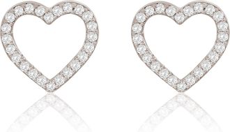 Suzy Levian 14K Rose Gold &.10 cttw Diamond Pave Open Heart Stud Earrings