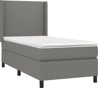 vidaXL Cama Box Spring Con Colch&oacute;n Tela Gris Oscuro 100x200 Cm Vidaxl