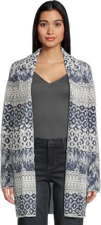 Liverpool L.A. Long Sleeve Open Front Sweater Coatigan Womens Sweater Navy Shibori Mix Texture : XS, Nylon