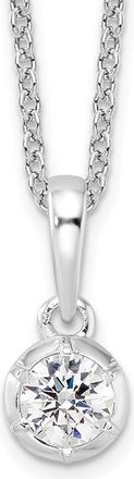 Diamond2Deal 14k White Gold 1/4 Ct Lab Grown Diamond Solitaire Pendant Necklace 18 Clarity VS, Color D-E