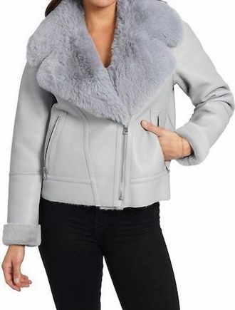 Love Token Alana Faux Leather Jacket In Silver