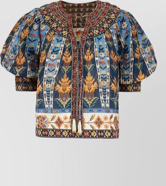 Farm Rio printed cotton blouse