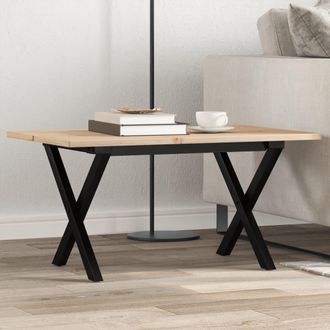 vidaXL Vidaxl - Mesa De Centro Marco X Madera Maciza Pino Y Acero 80x50x40 Cm