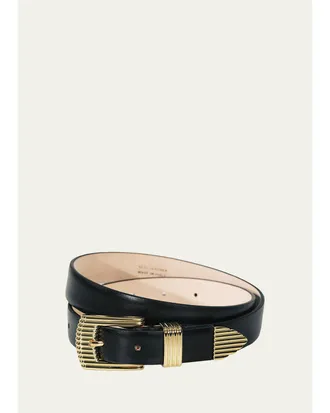 D&eacute;hanche Rosen Ridged Leather Belt