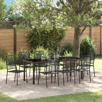 vidaXL Conjunto De Comedor De Jard&iacute;n 9 Pcs Negro Vidaxl