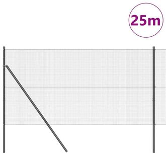 Berkfield Home Modern Welded Wire Fence with 13 Posts Grey 1.2x25 m Steel