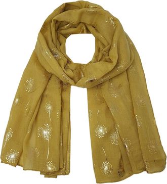 World of Shawls New Ladies Womens Glitter Sparkle Print Scarf Scarves (Dandelion - Mustard)