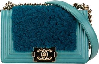 Chanel Pre-owned Small Shearling Boy Flap - - Pre-owned - Donna - Blu - ONE SIZE