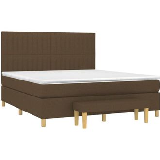 vidaXL Cama Box Spring Con Colch&oacute;n Tela Marr&oacute;n Oscuro 160x200 Cm Vidaxl